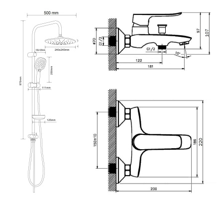 Душевая система Agger Nice A2595000 смеситель с изливом, хром